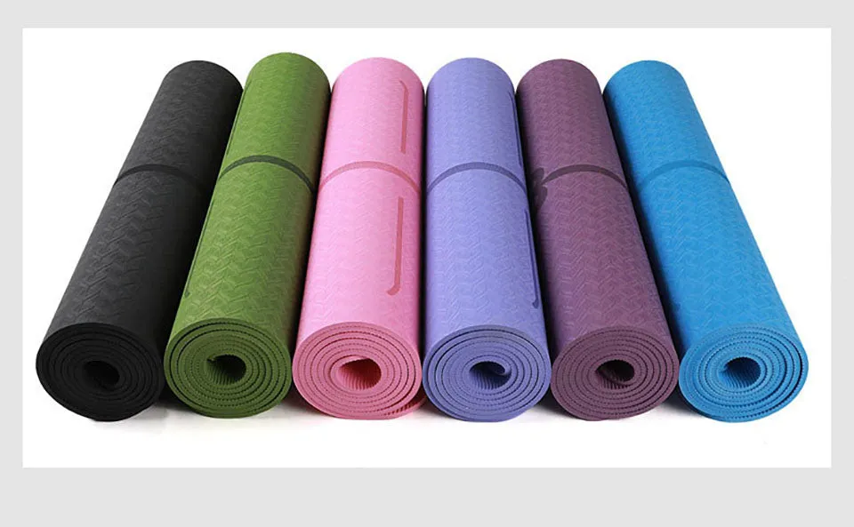 1830*610*6mm TPE Yoga Mat with Position Line Non Slip Carpet Mat For Beginner Environmental Fitness Gymnastics Mats with Carry Bag