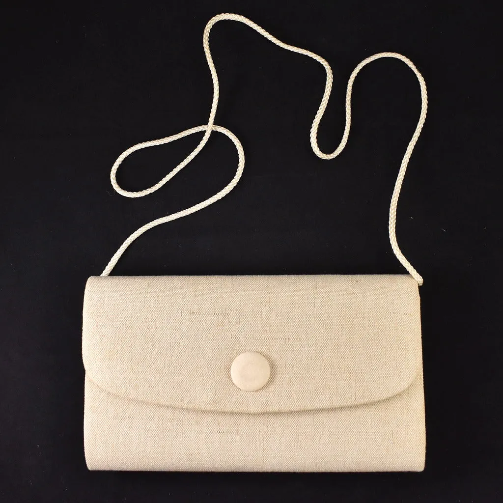 1940s Style Tan Button Clutch