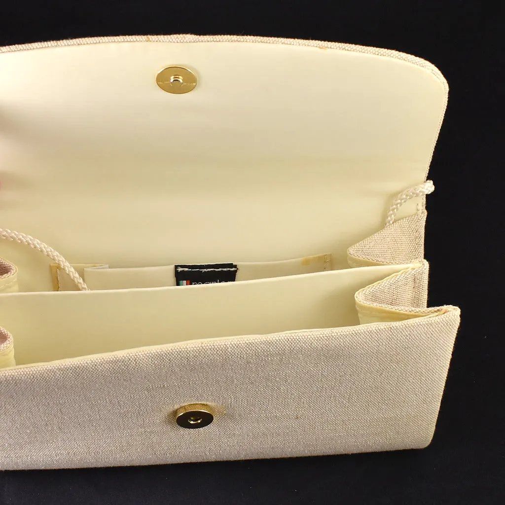 1940s Style Tan Button Clutch