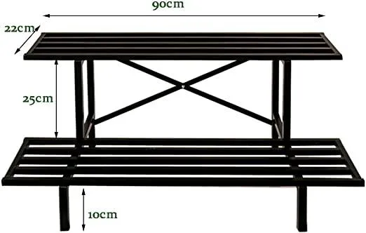 2 Tier Flower Racks Metal Plant Patio Standing Flower Shelf Holder