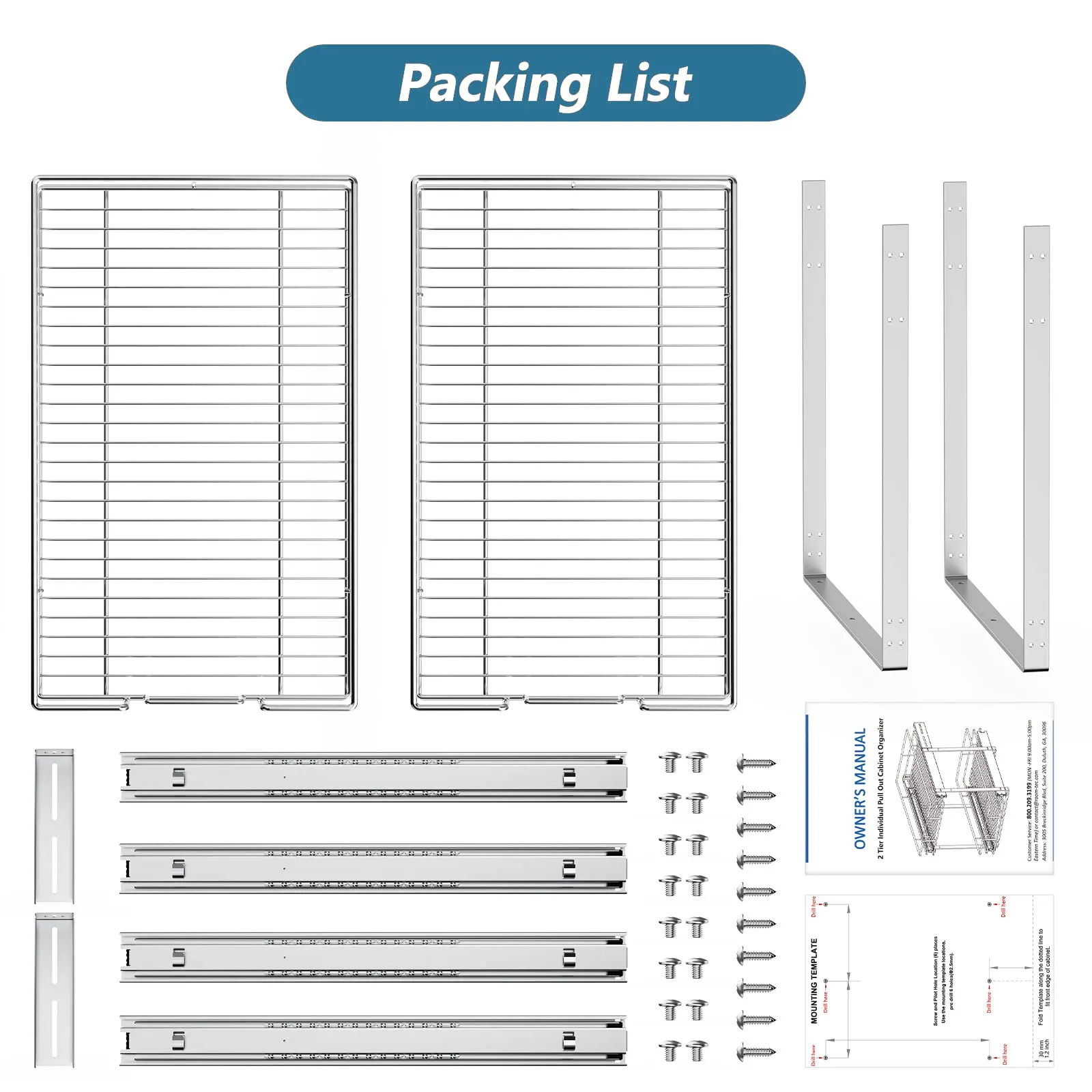 2 Tier Individual Pull Out Drawers For Kitchen Cabinets