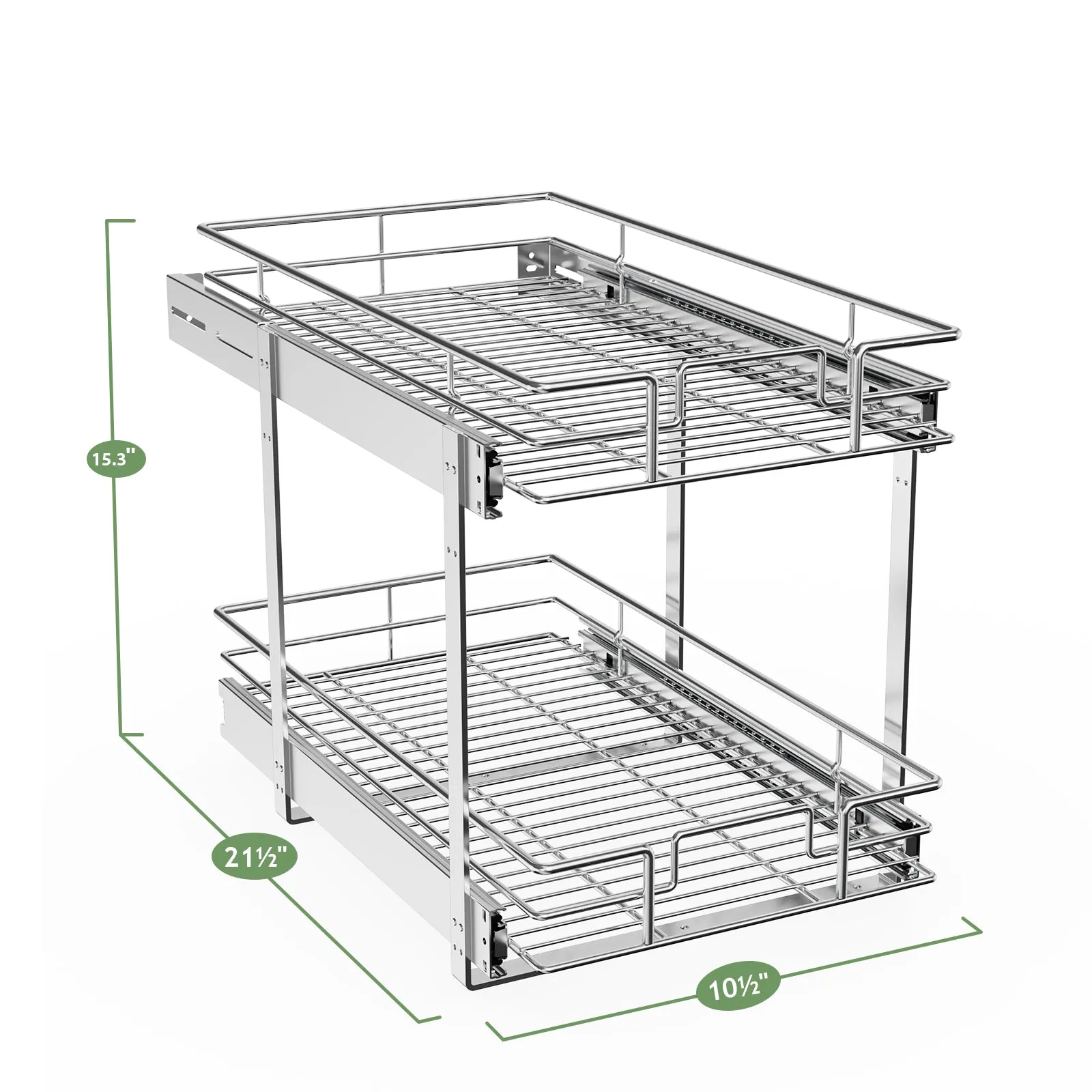 2 Tier Individual Pull Out Drawers For Kitchen Cabinets