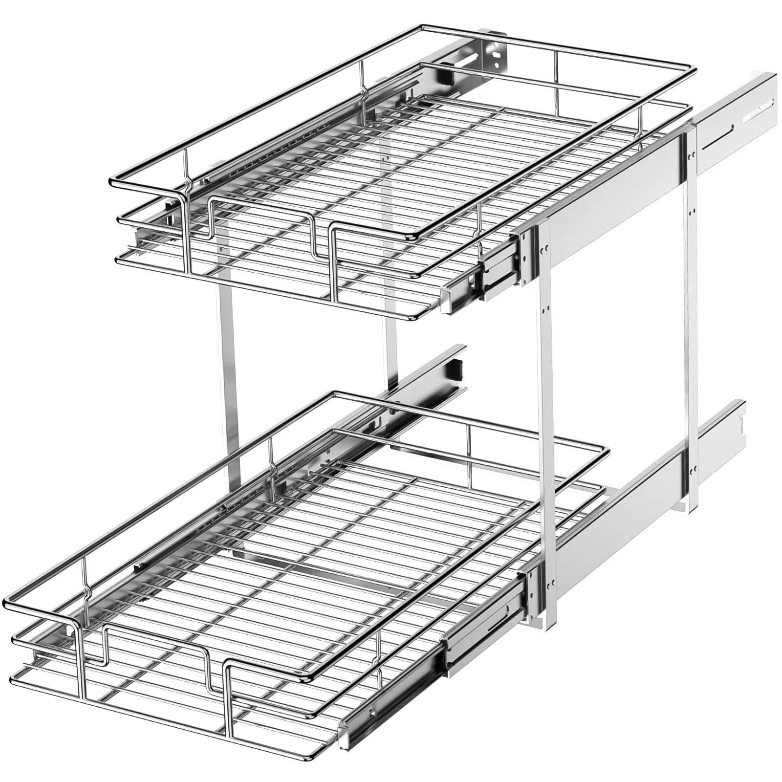 2 Tier Individual Pull Out Drawers For Kitchen Cabinets