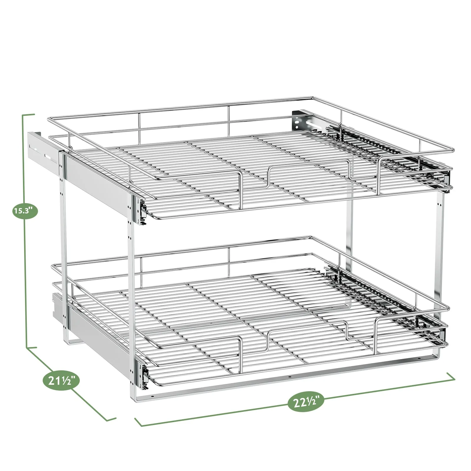 2 Tier Individual Pull Out Drawers For Kitchen Cabinets