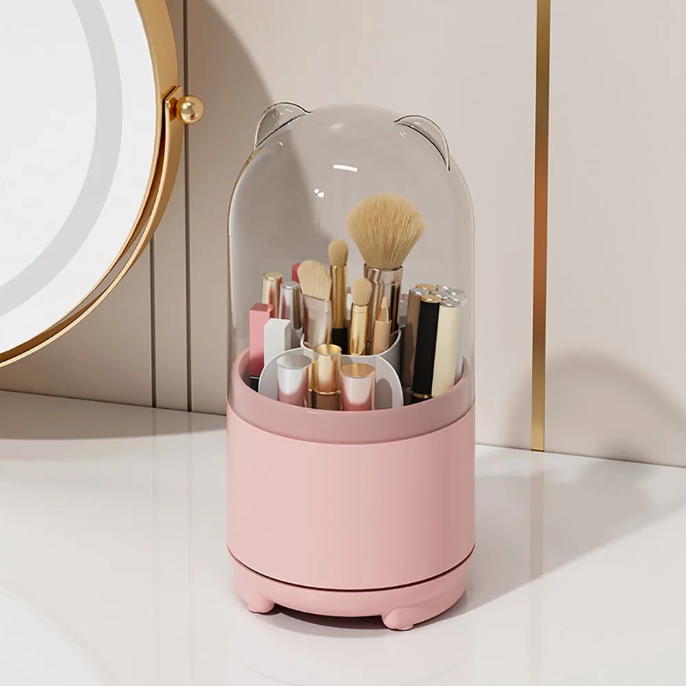 360° Rotating Dust-proof Cosmetic Storage Box, Pink