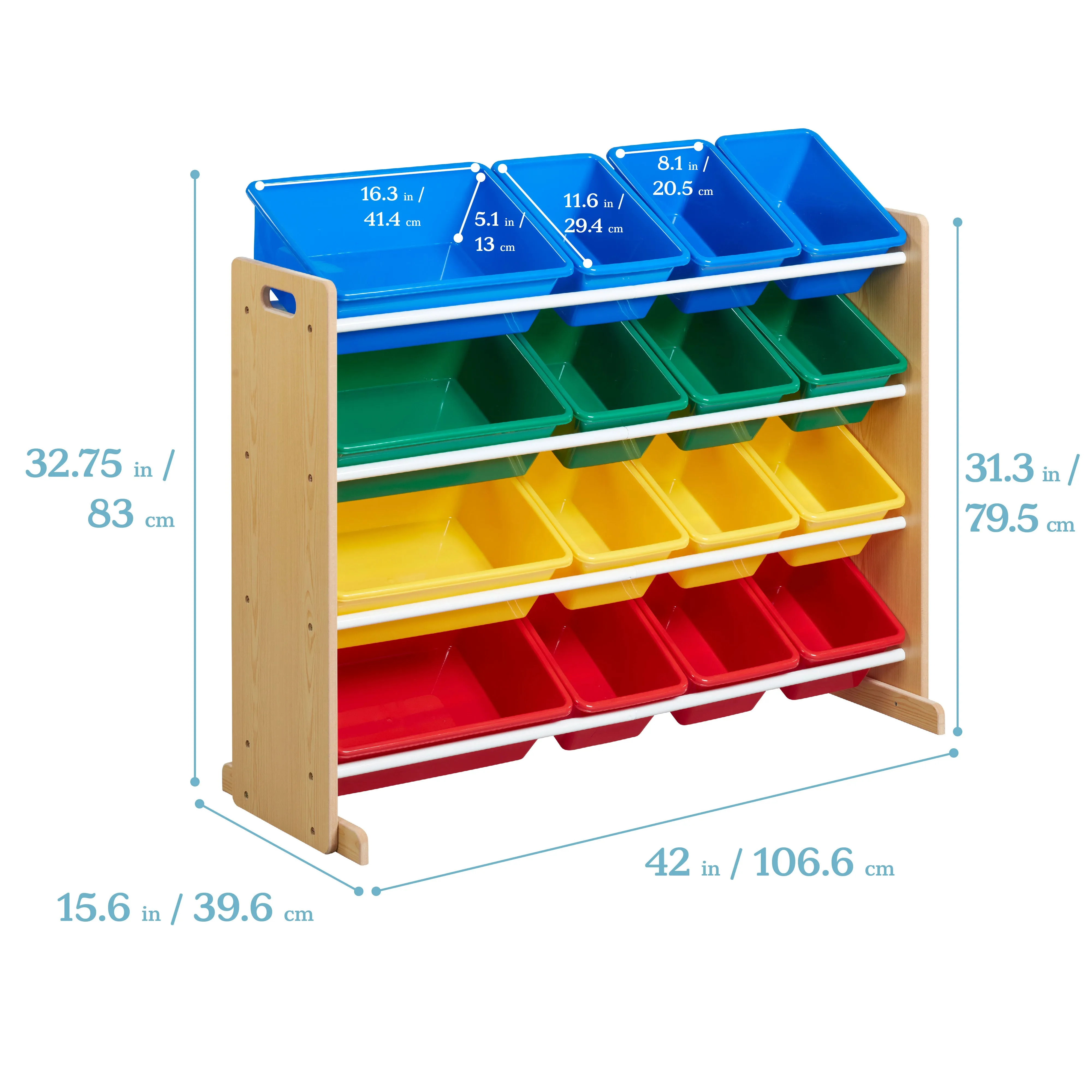 4-Tier Organizer with 16 Bins, Toy Storage