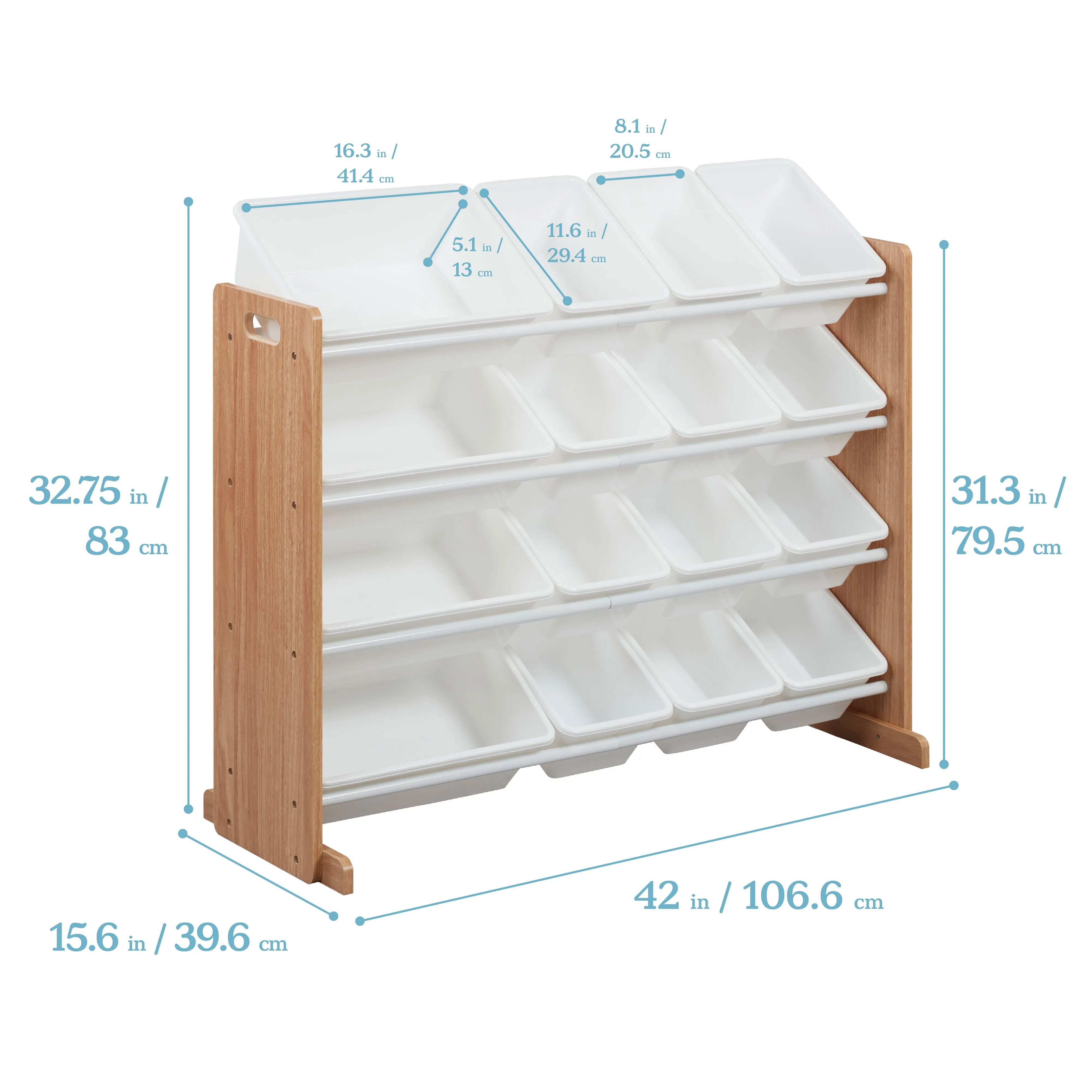 4-Tier Organizer with 16 Bins, Toy Storage