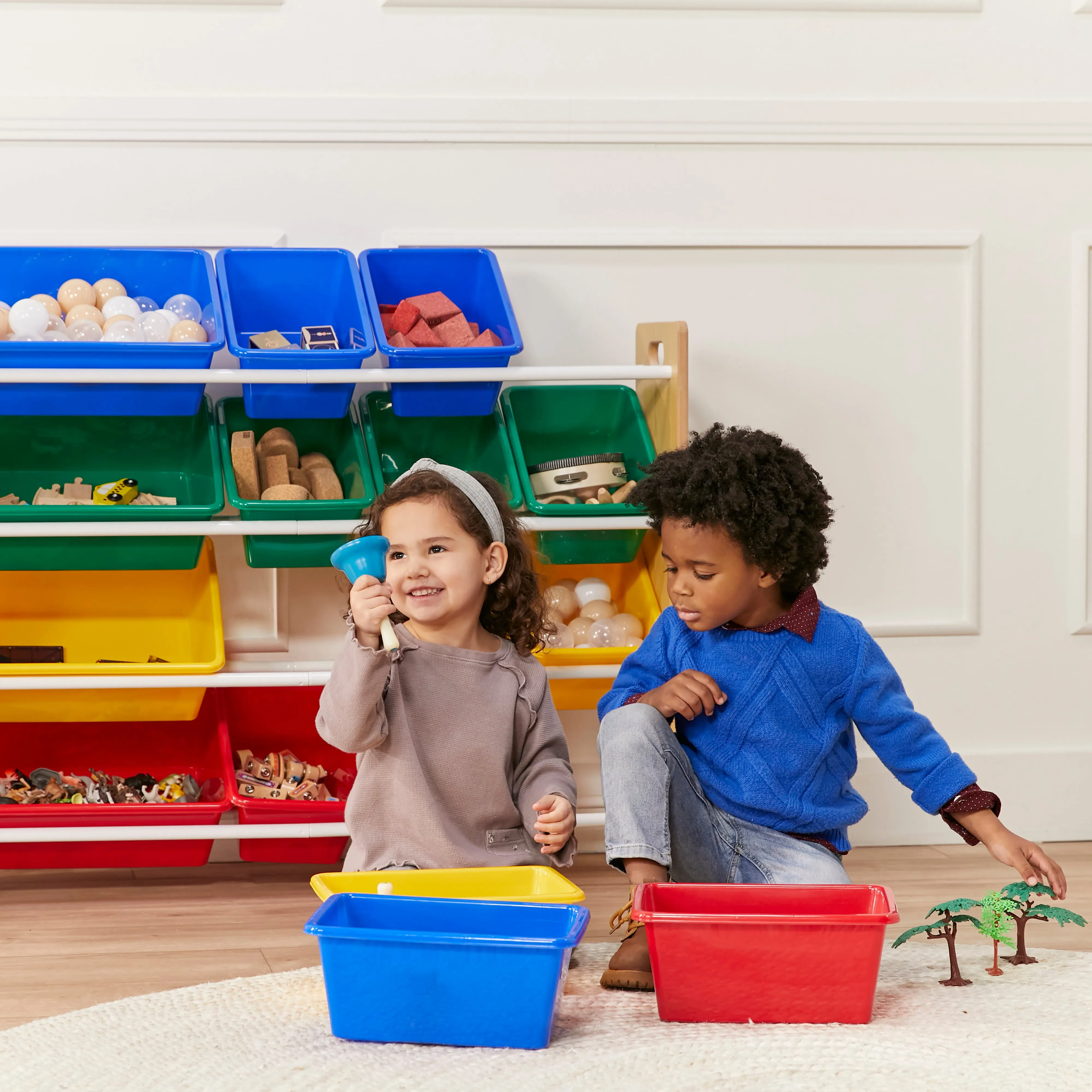 4-Tier Organizer with 16 Bins, Toy Storage