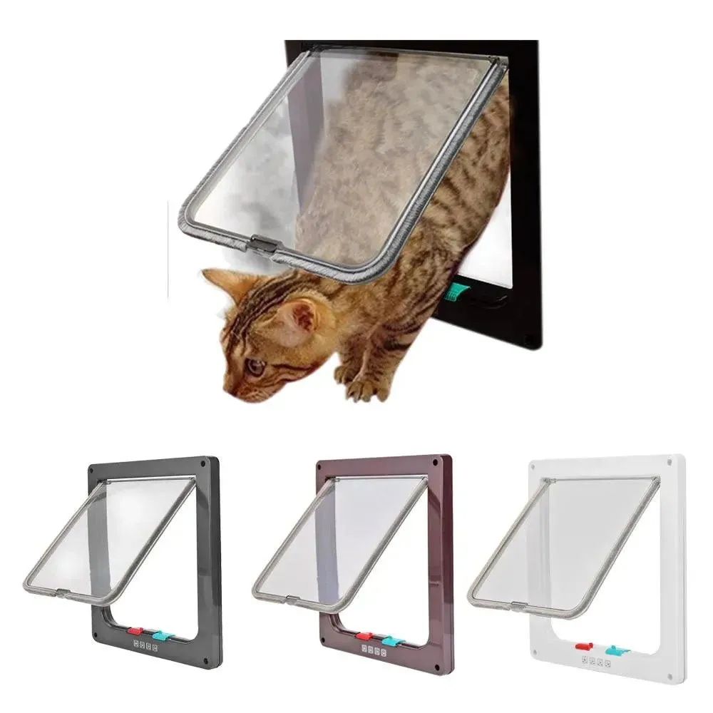 4-Way Locking Cat Flap Door Ideal for Cats/Kittens