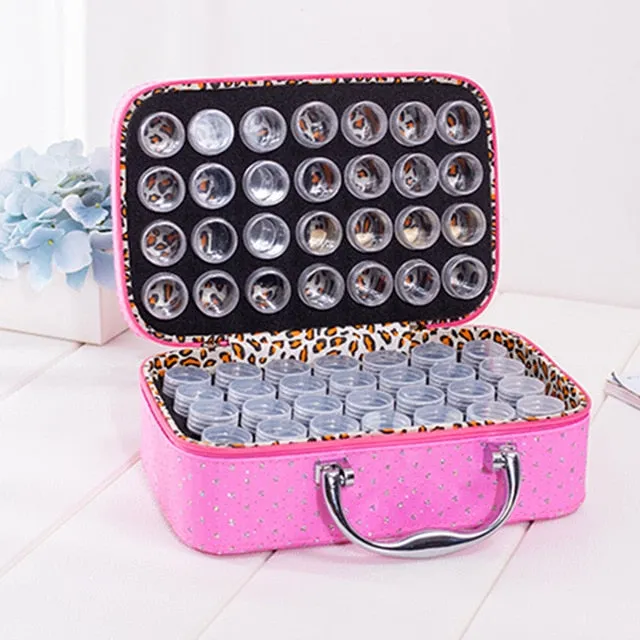 56 Bottles PU Leather Diamond Painting Charms Rhinestones Tool Storage Box