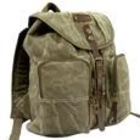 9168 Stone Washed Olive Drab H/W Backpack W/Leather Accents