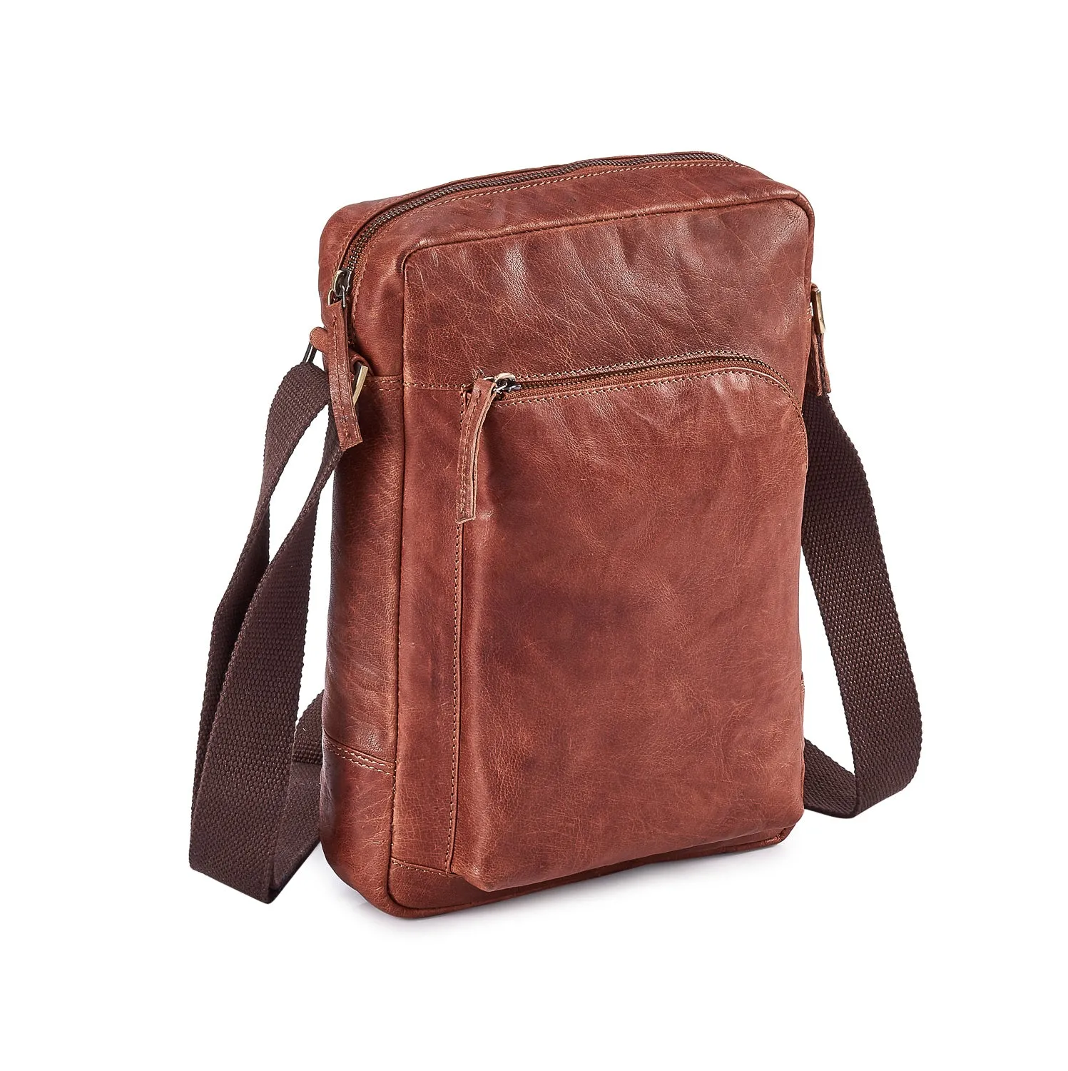 A4  Brown Leather City Bag UM610-Walnut