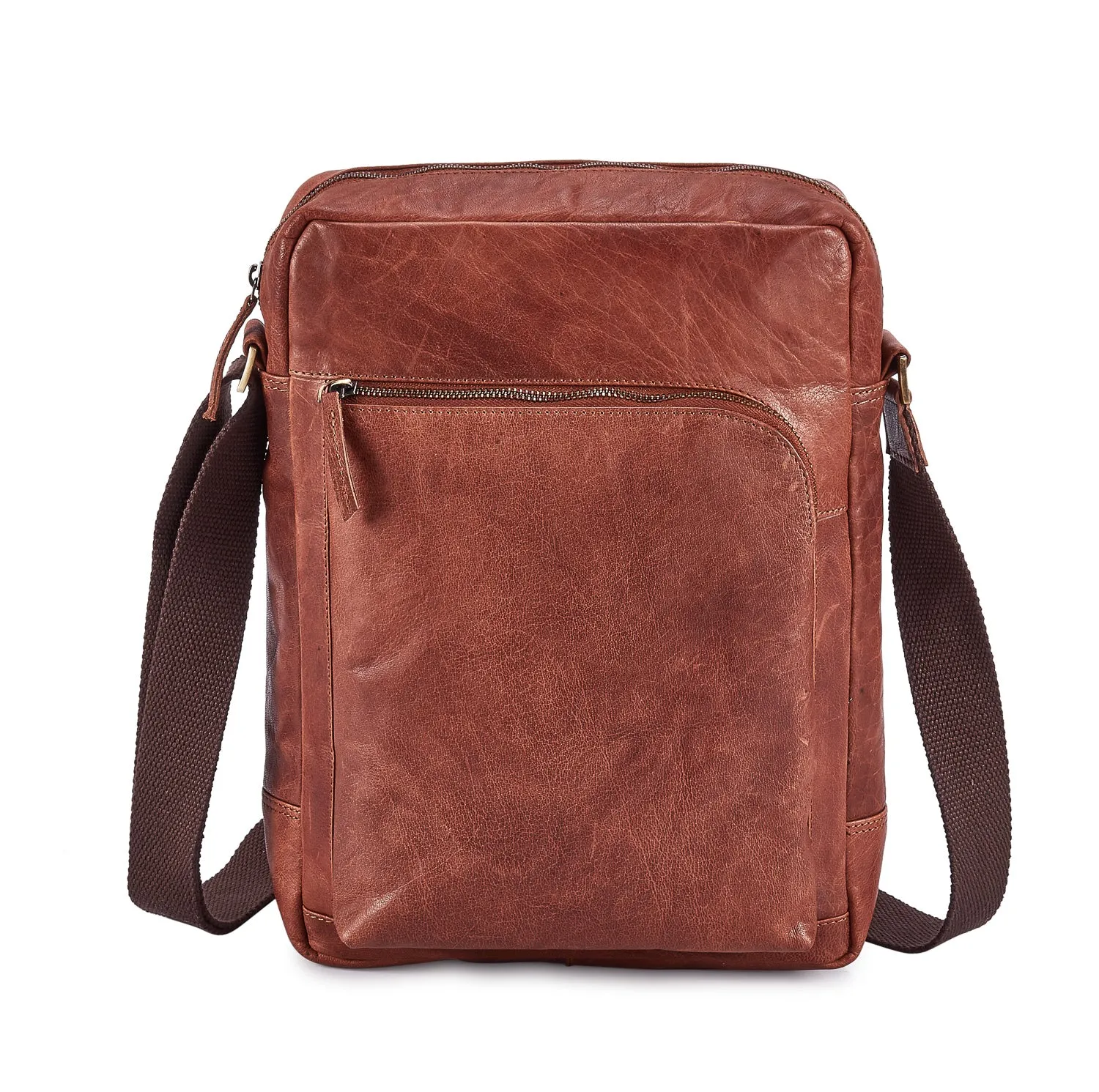 A4  Brown Leather City Bag UM610-Walnut