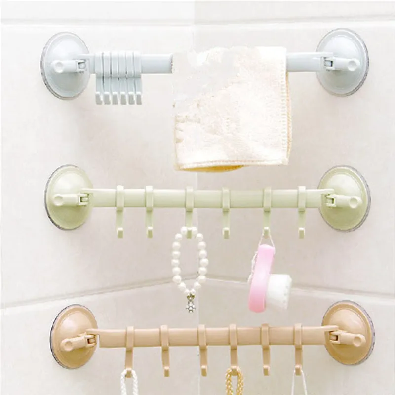 Adjustable Hook Double Suction Towel Rack