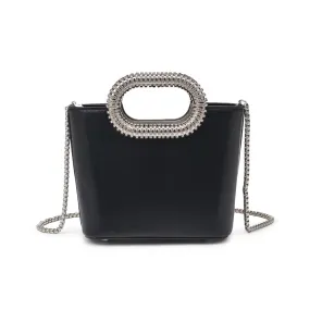 Alina Black Vegan Leather Evening Bag