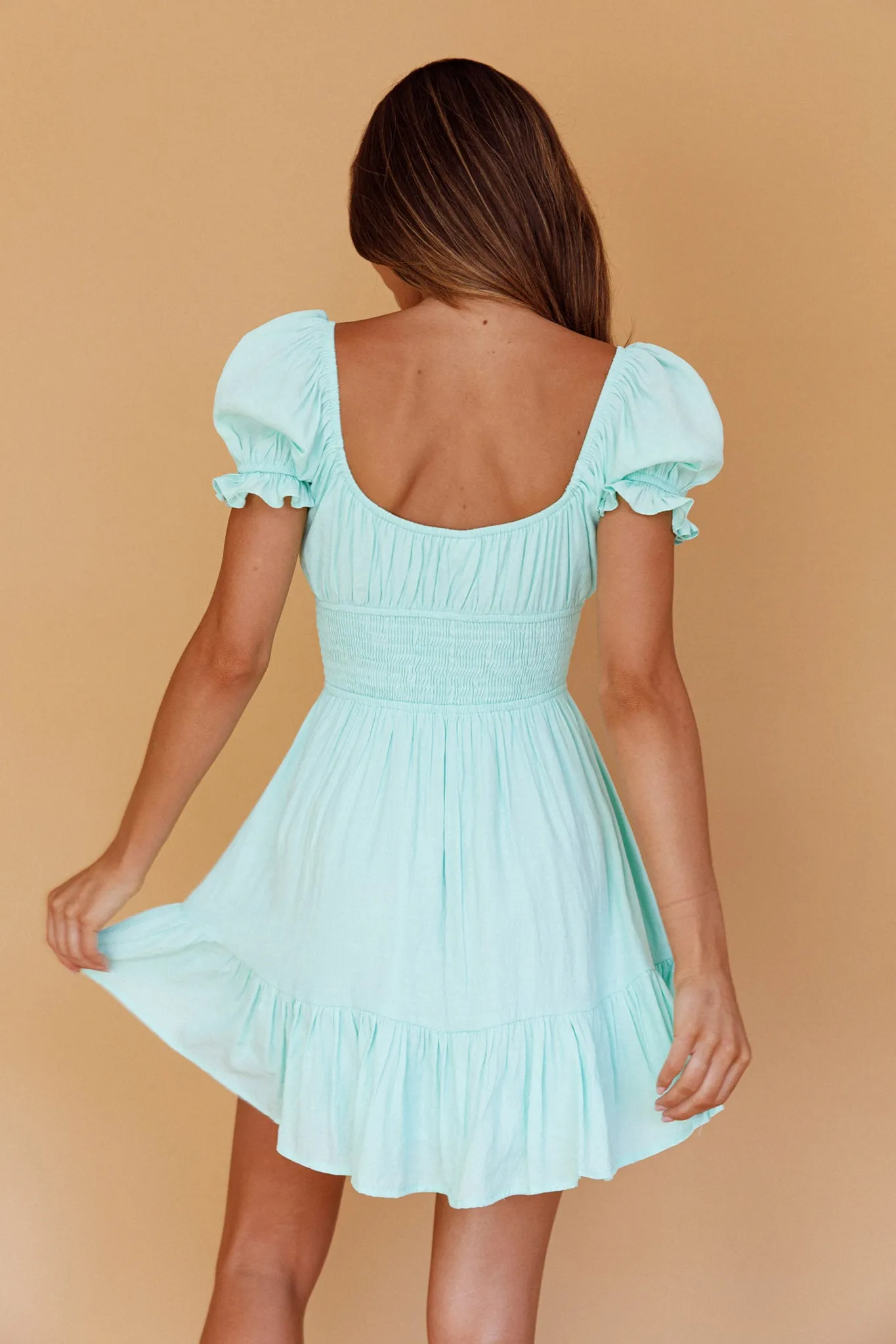 Amilie Shirred Waist Sundress Mint