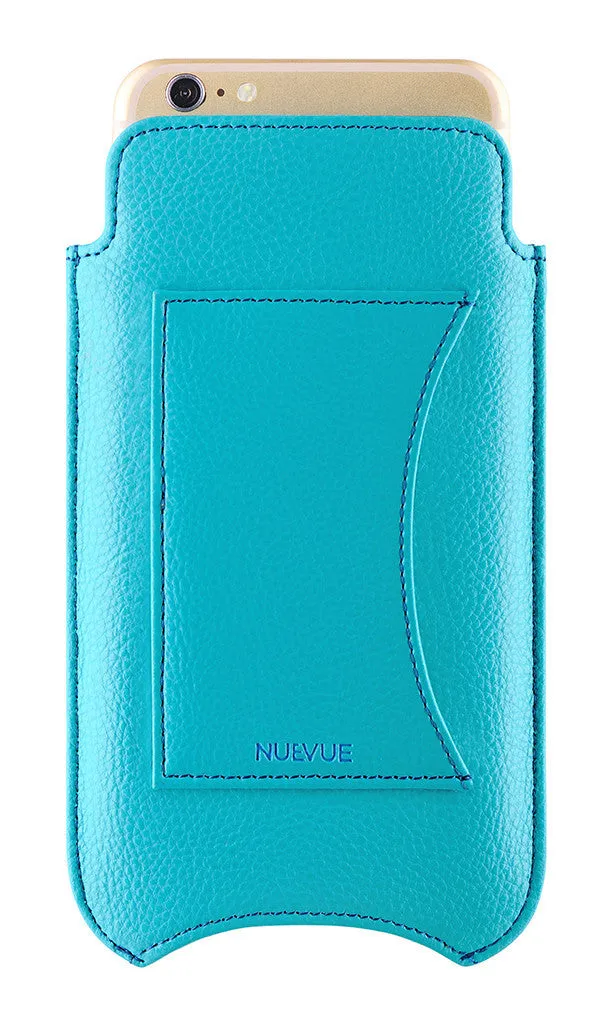 Apple iPhone 12 mini Pouch Wallet Case | Blue Vegan Leather | Screen Cleaning Sanitizing Lining | Smart Window