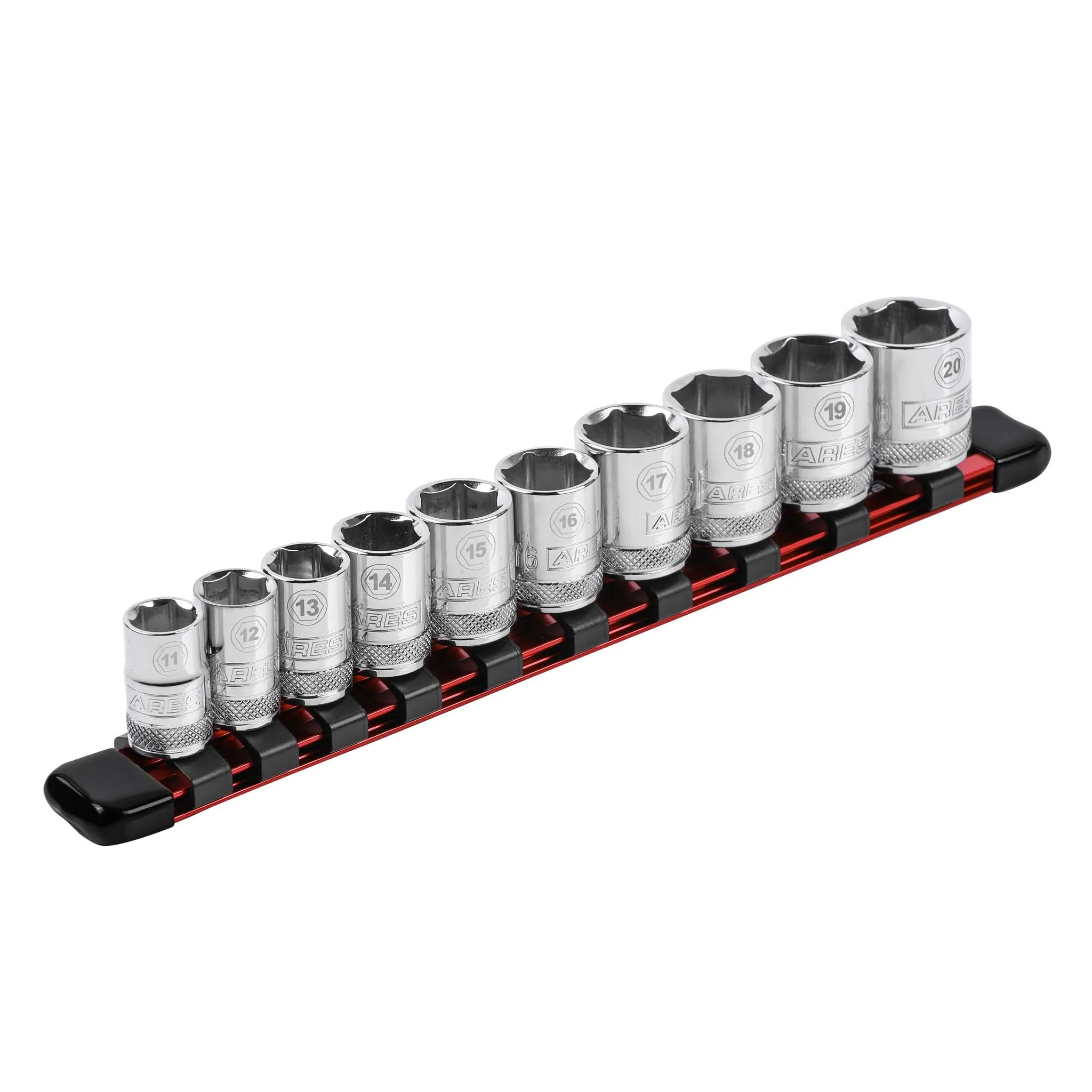 ARES 70135 - 3/8" Drive Red 9.84" Aluminum Socket Rail