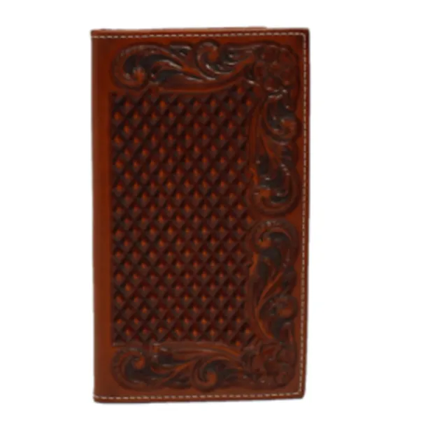 Ariat Men's Floral Scrolled Diamond Patterned Leather Rodeo Wallet