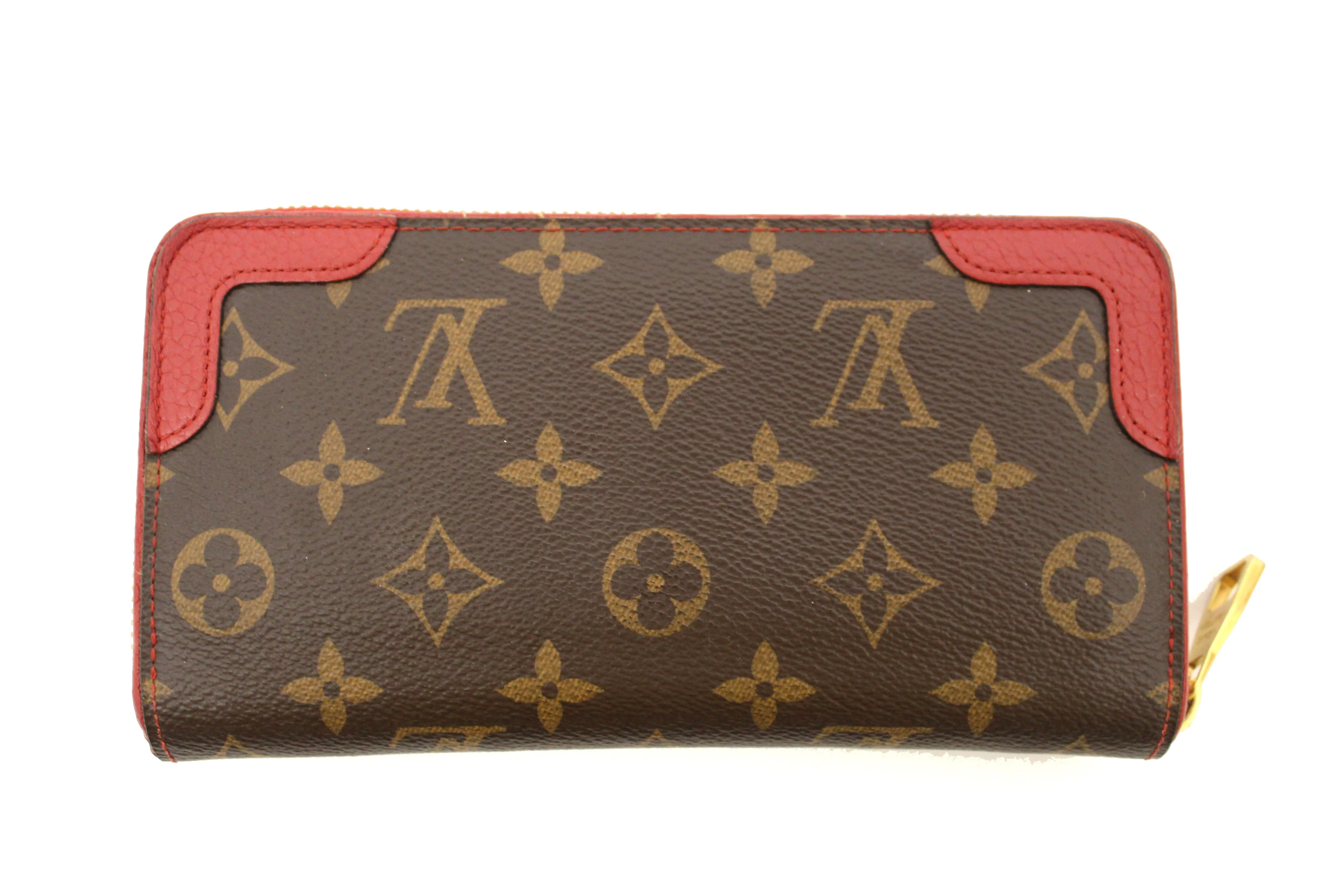 Authentic Louis Vuitton Cerise Monogram Retiro Zippy Long Wallet