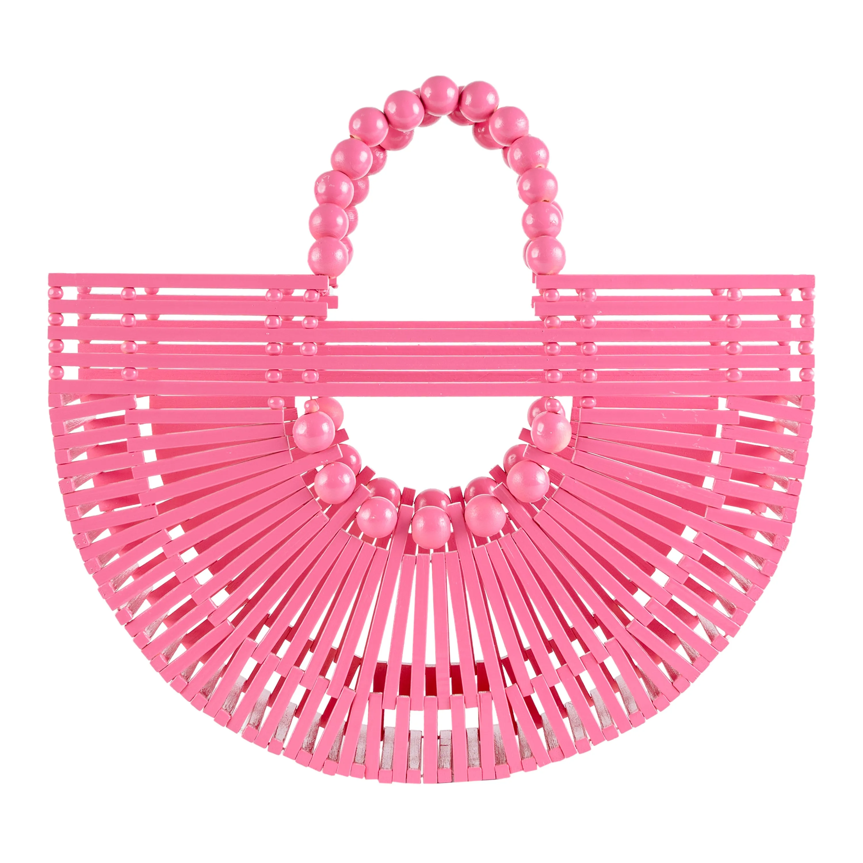 Bamboo Tote - Handcrafted Basket Bag for Women Pink