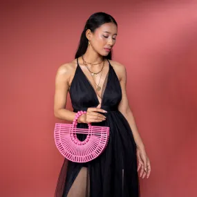 Bamboo Tote - Handcrafted Basket Bag for Women Pink