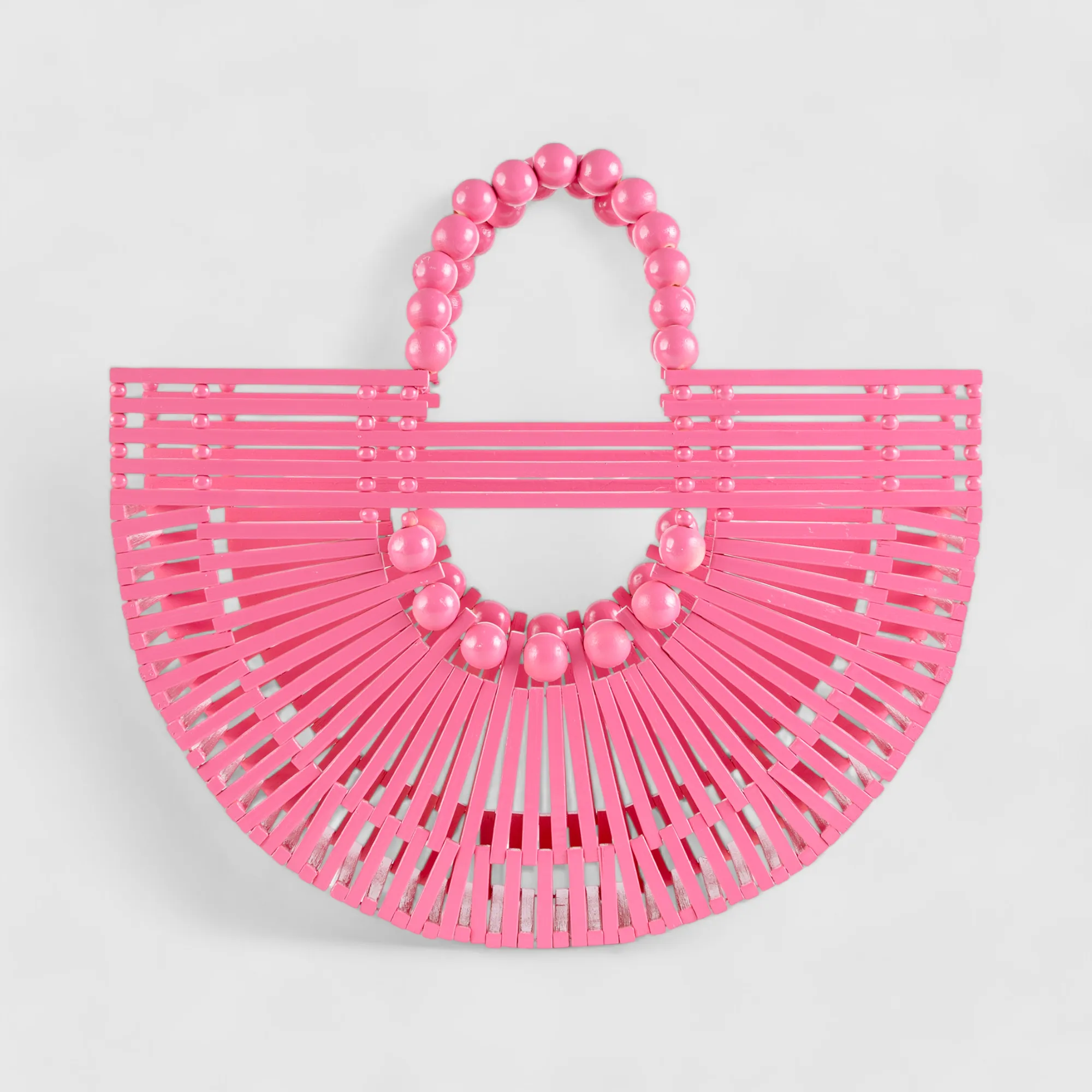 Bamboo Tote - Handcrafted Basket Bag for Women Pink