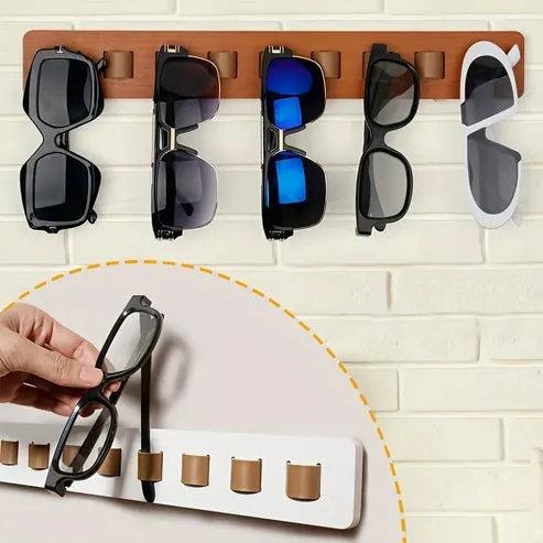 Bamboo Wall Mounted Sunglasses Organizer