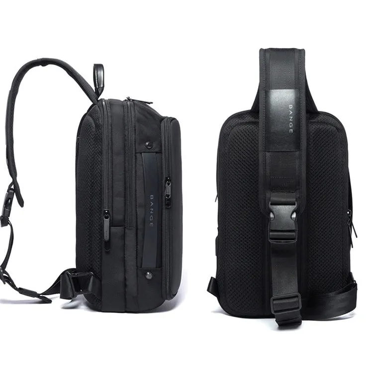 BANGE Fashion Casual Shoulder Bag Outdoor USB Chest Bag (Black)