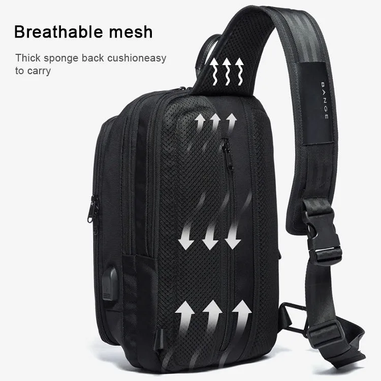 BANGE Fashion Casual Shoulder Bag Outdoor USB Chest Bag (Black)