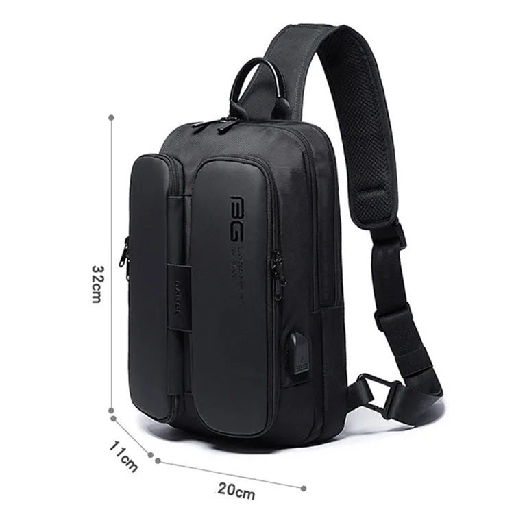 BANGE Fashion Casual Shoulder Bag Outdoor USB Chest Bag (Black)