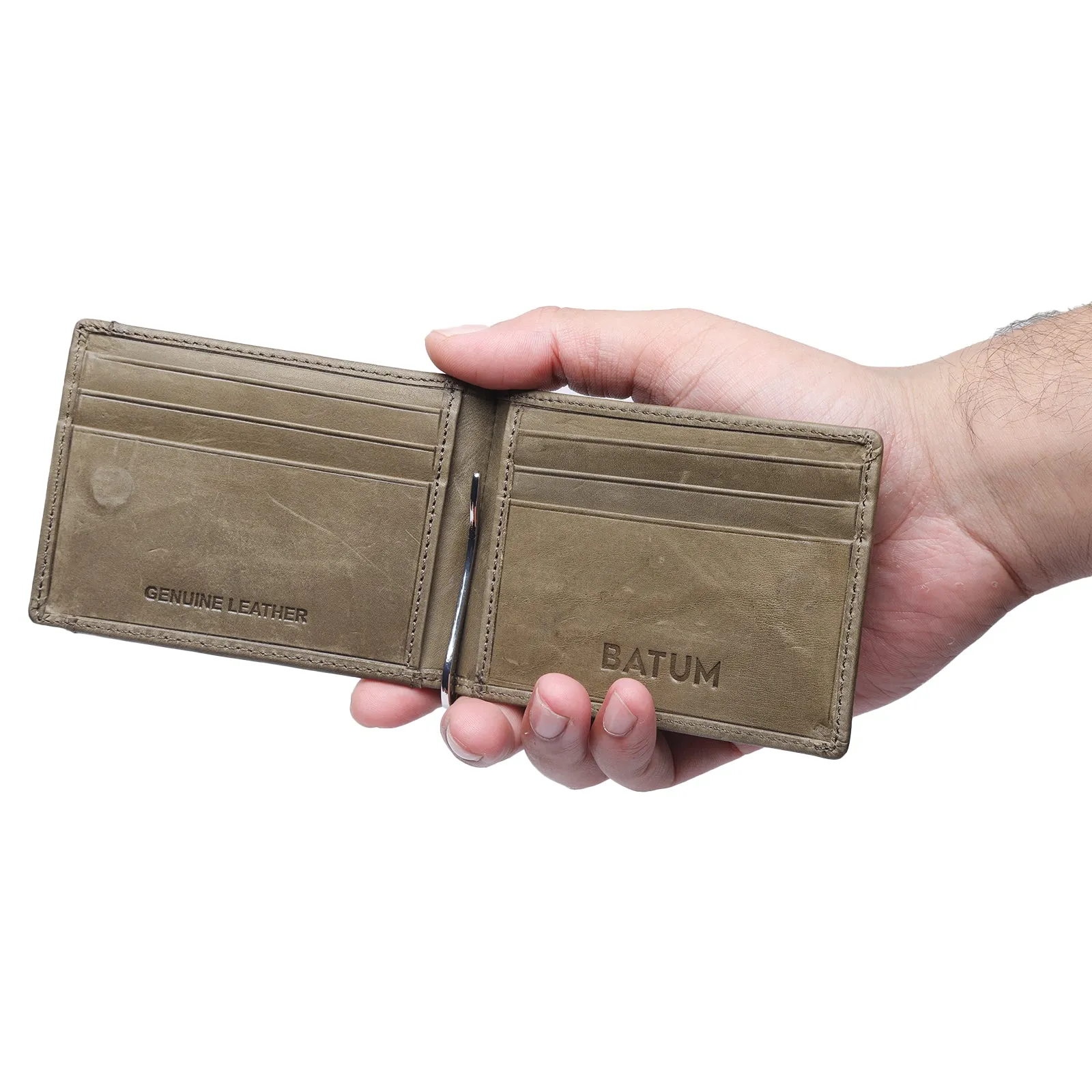 BATUM Magnetic Leather Money Clip Men Card Wallet