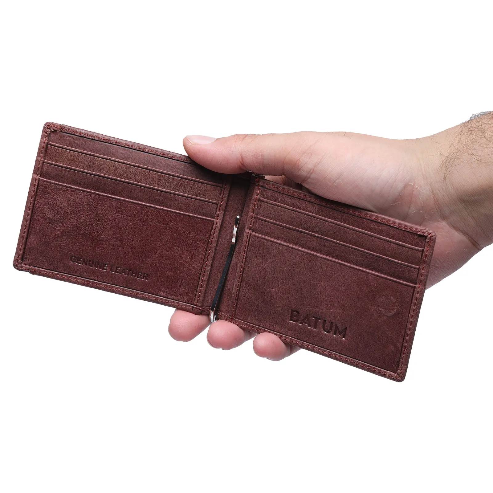 BATUM Magnetic Leather Money Clip Men Card Wallet