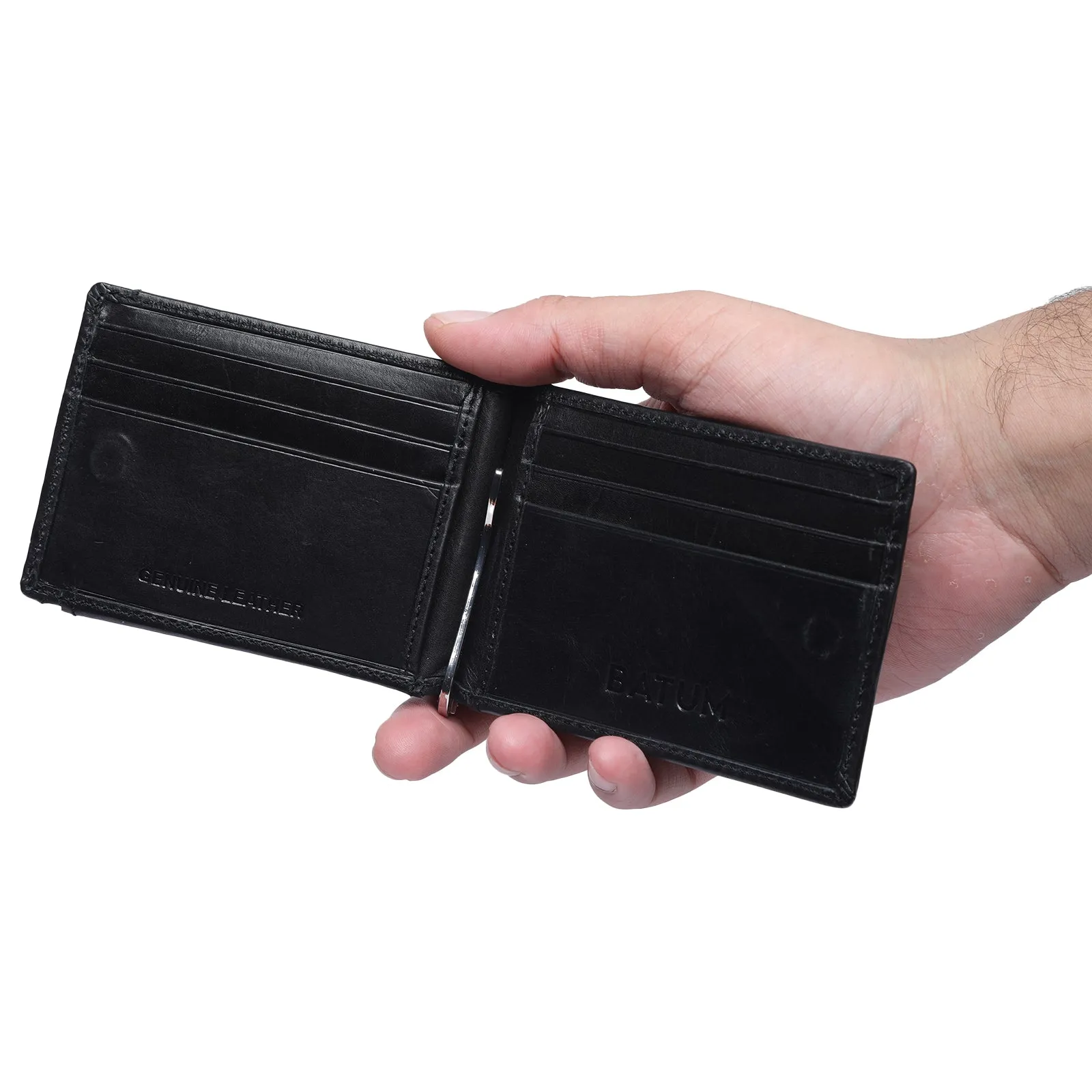 BATUM Magnetic Leather Money Clip Men Card Wallet