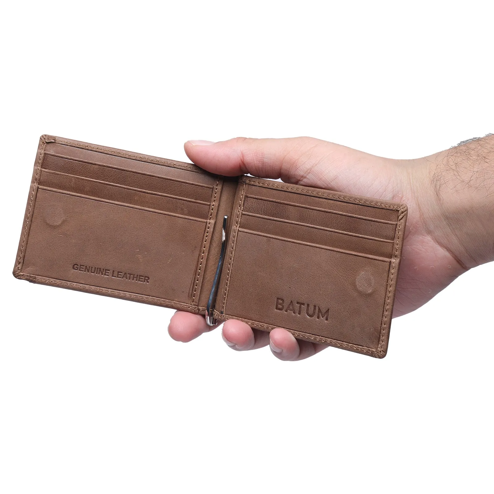 BATUM Magnetic Leather Money Clip Men Card Wallet