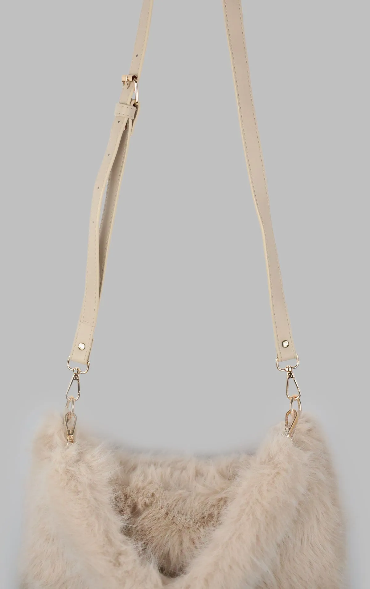 Beige Faux Fur Shoulder Bag