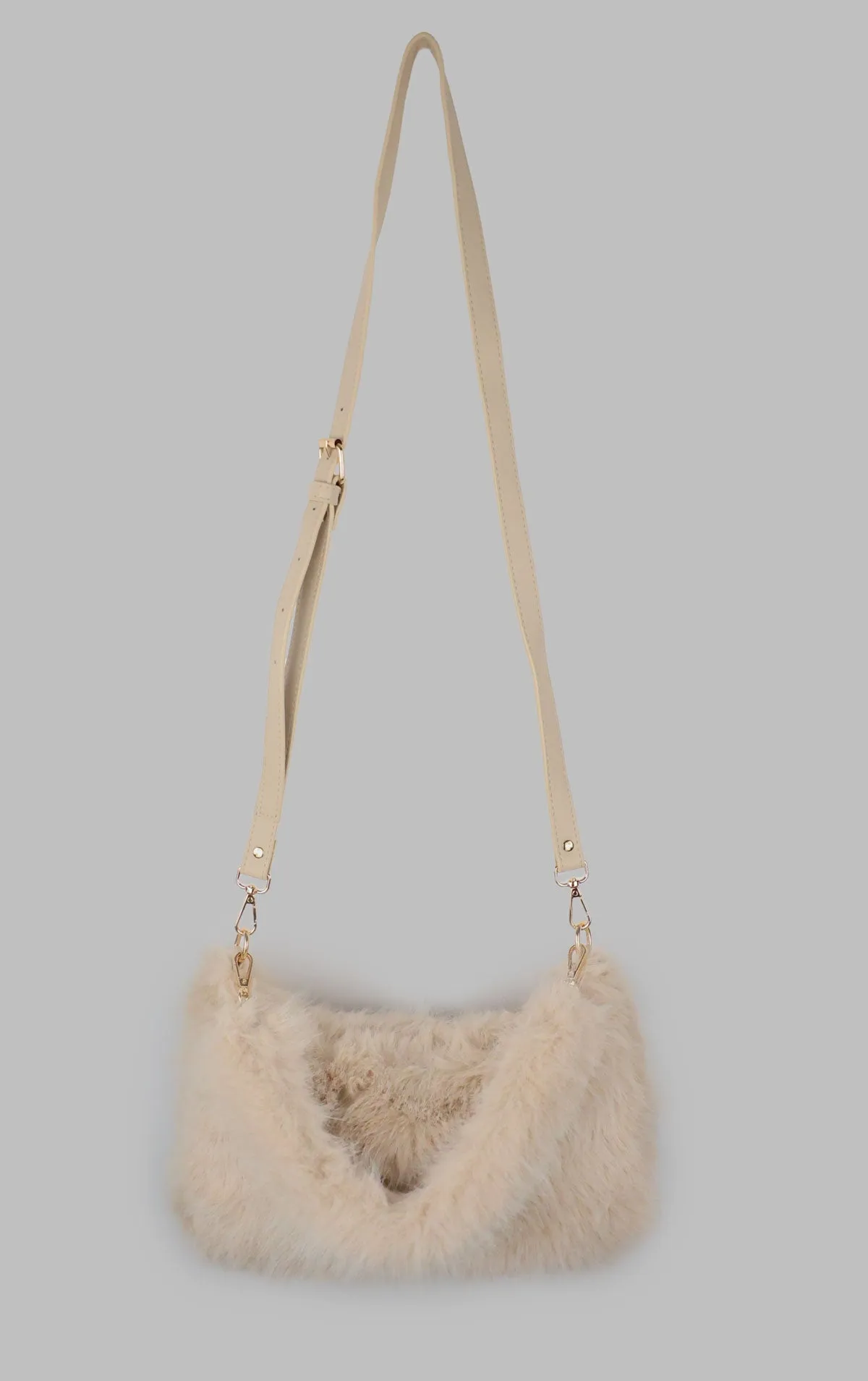 Beige Faux Fur Shoulder Bag