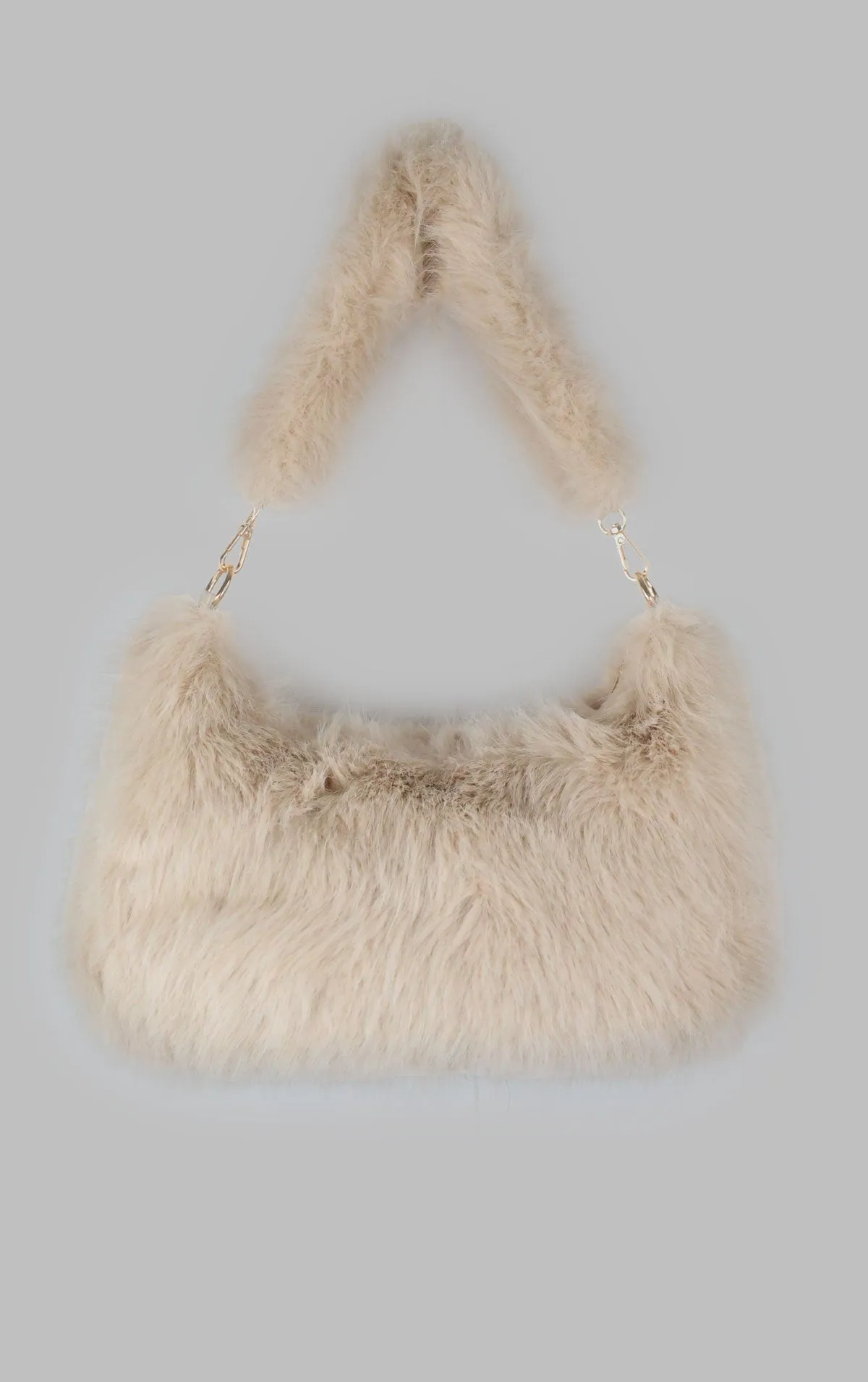 Beige Faux Fur Shoulder Bag