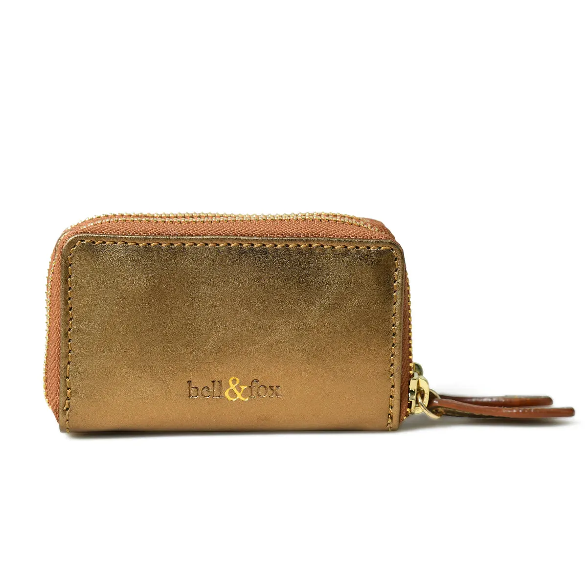 Bell & Fox Ava Mini Double Zip Purse-Bronze Metallic Leather