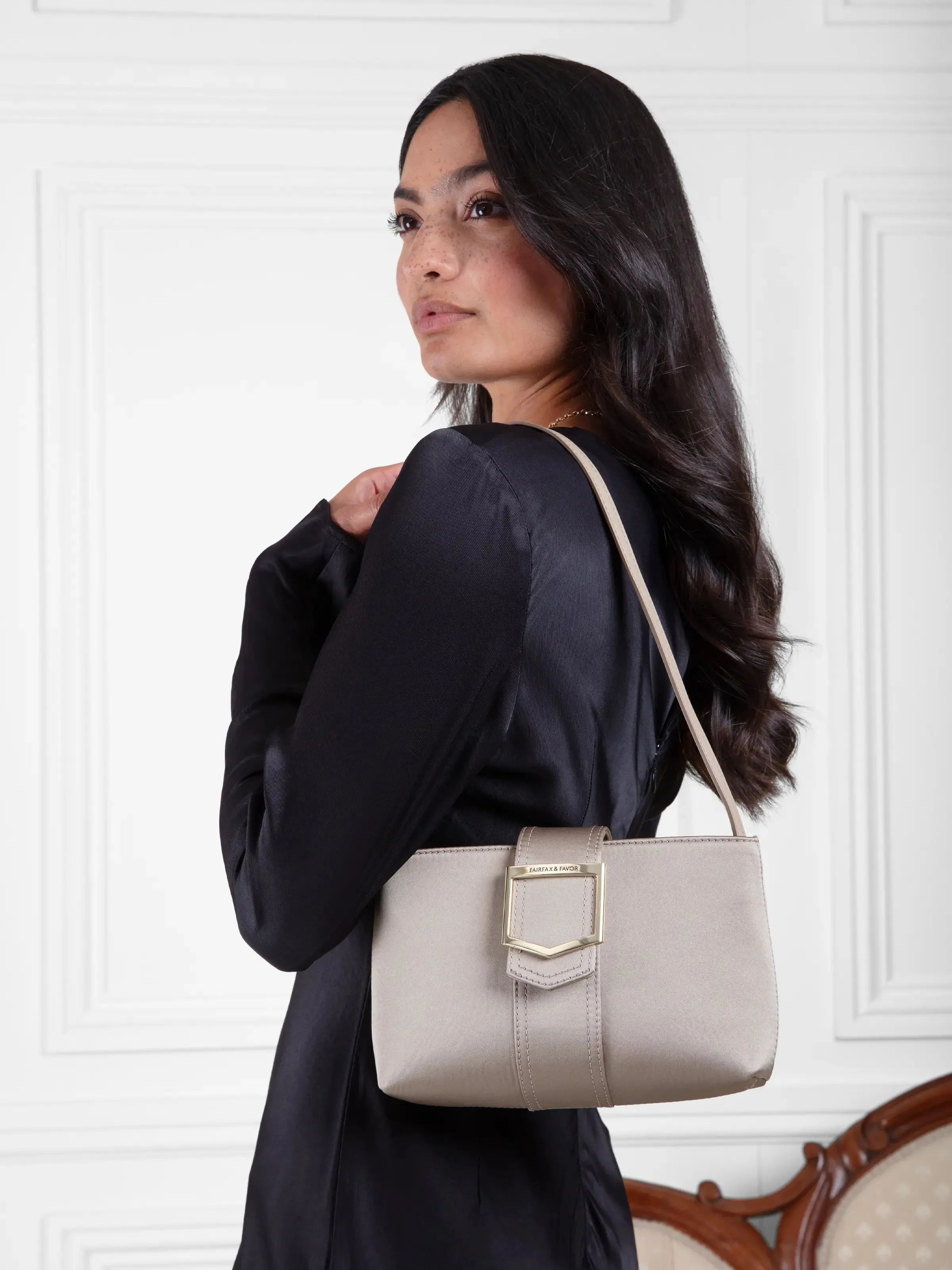 Belmont Shoulder Bag - Champagne Satin