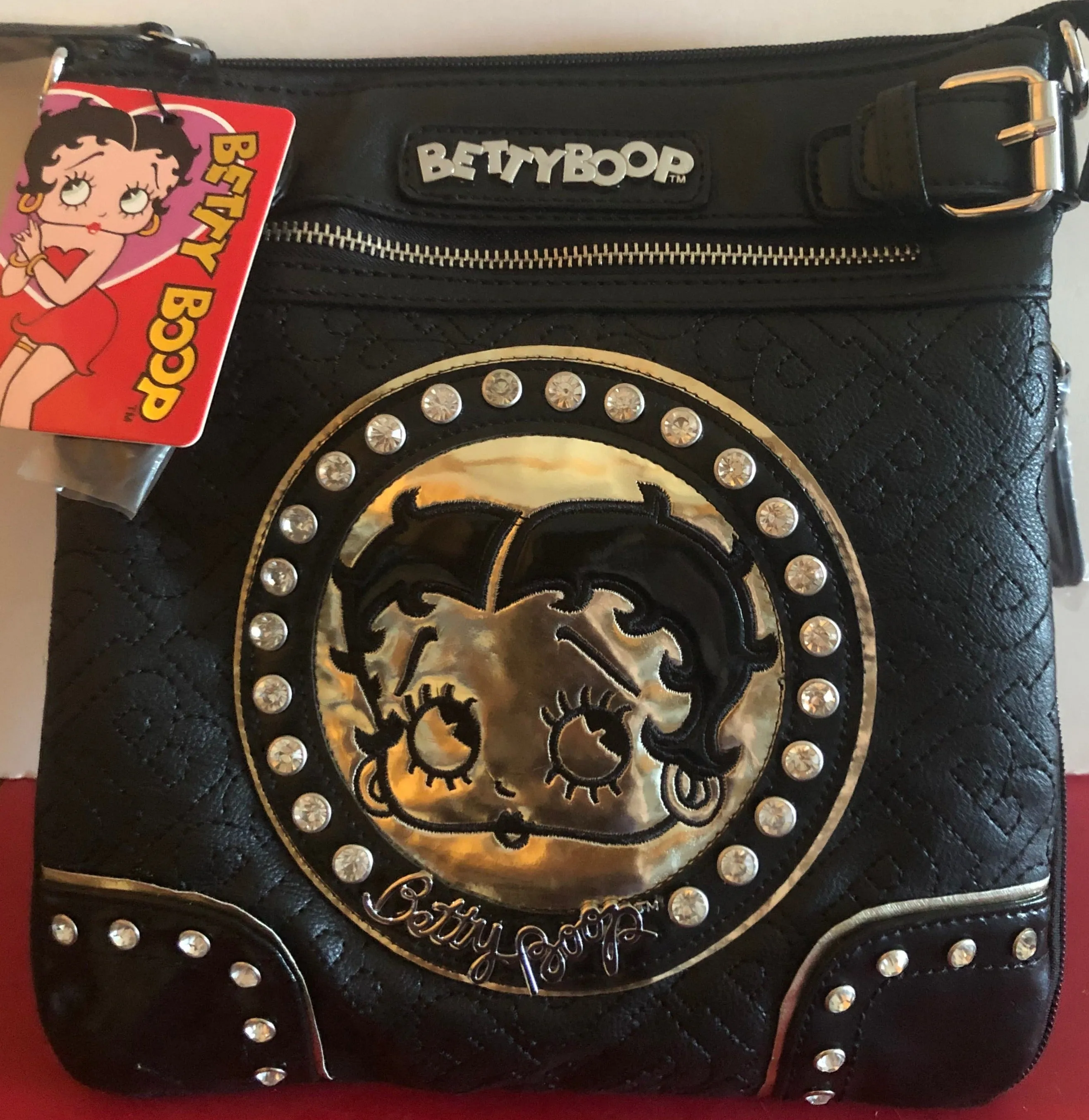 Betty Boop Rhinestone Face/BB Imprint Purse                 New