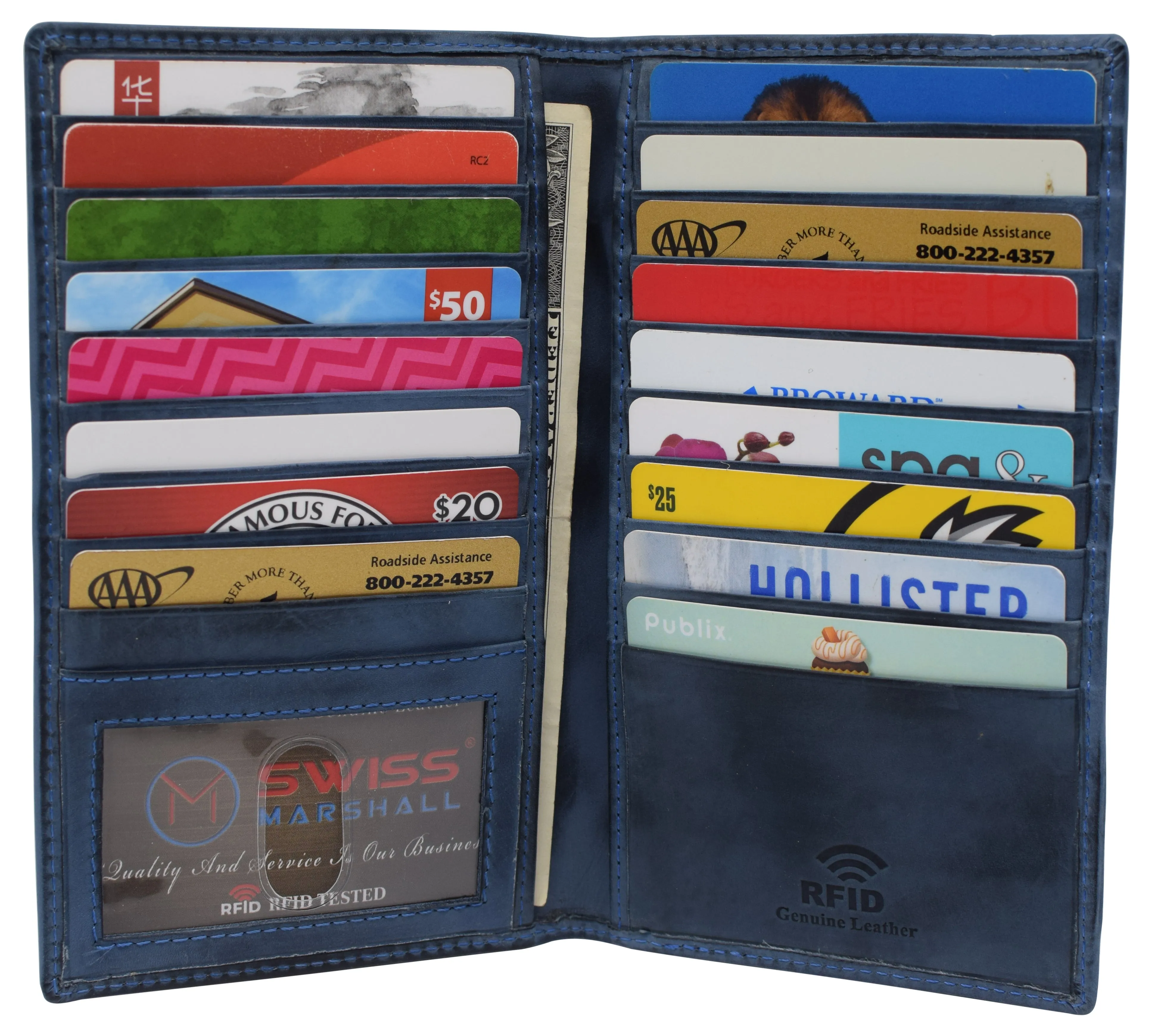 Bifold RFID Blocking Premium Leather Credit Card ID Holder Long Wallet RFID591529