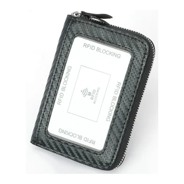 Black Genuine Leather RFID Zipper Wallet 黑色真皮 RFID 拉鍊錢包 CH19035