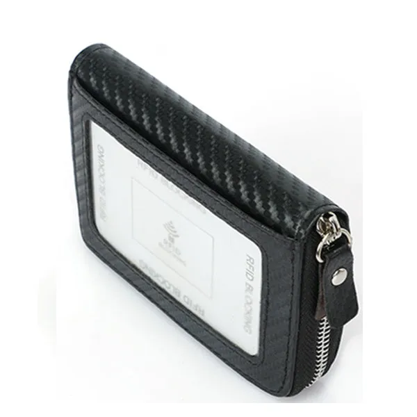 Black Genuine Leather RFID Zipper Wallet 黑色真皮 RFID 拉鍊錢包 CH19035