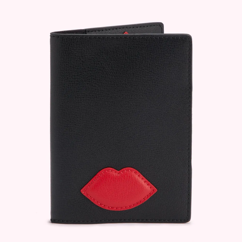 BLACK MULTI LIPS PASSPORT HOLDER