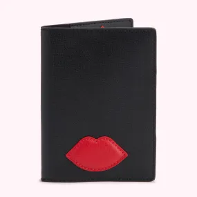 BLACK MULTI LIPS PASSPORT HOLDER