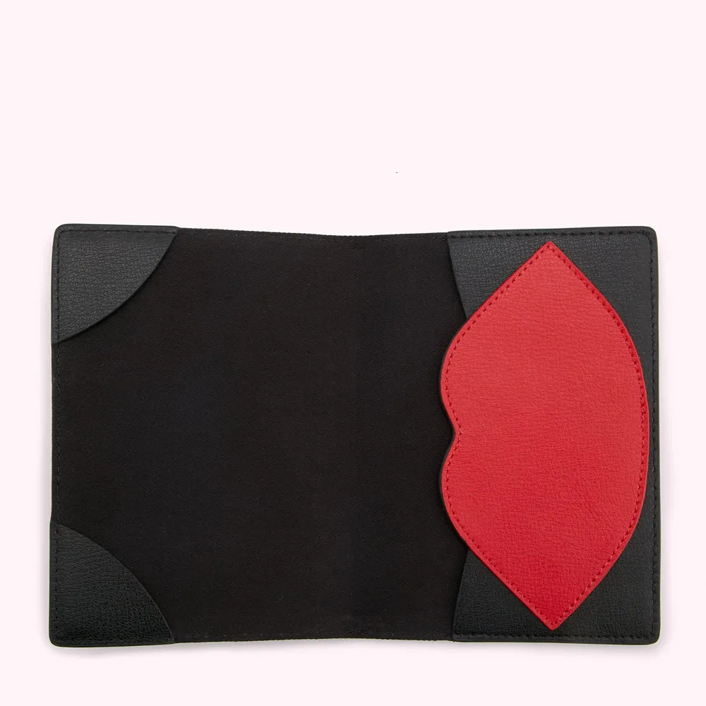 BLACK MULTI LIPS PASSPORT HOLDER