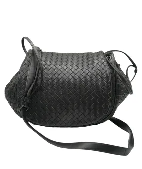 Black Nappa Intrecciato Messenger Flap Bag