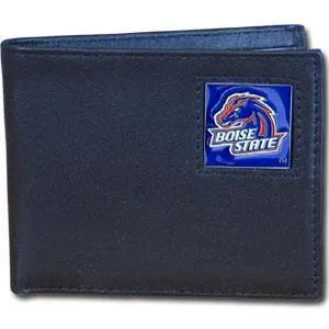 Boise St. Broncos Leather Bi-fold Wallet Packaged in Gift Box