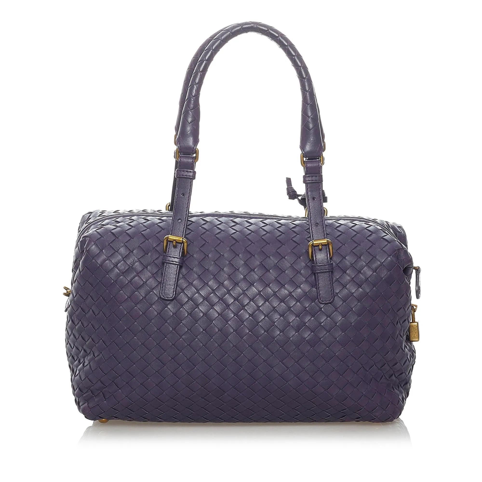 Bottega Veneta Intrecciato Leather Boston Bag (SHG-30407)